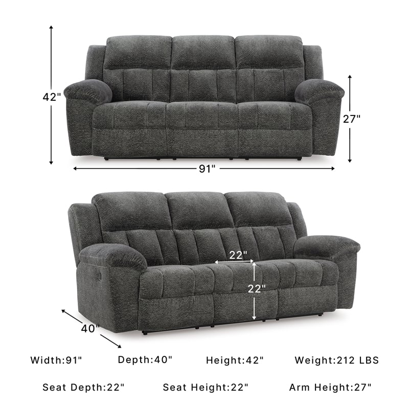 Signature Design by Ashley Frohn Gray Reclining Sofa