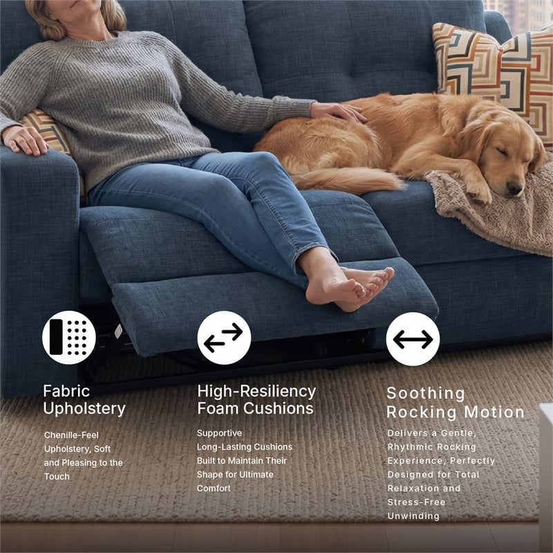 Signature Design by Ashley Danum Blue Reclining Sofa