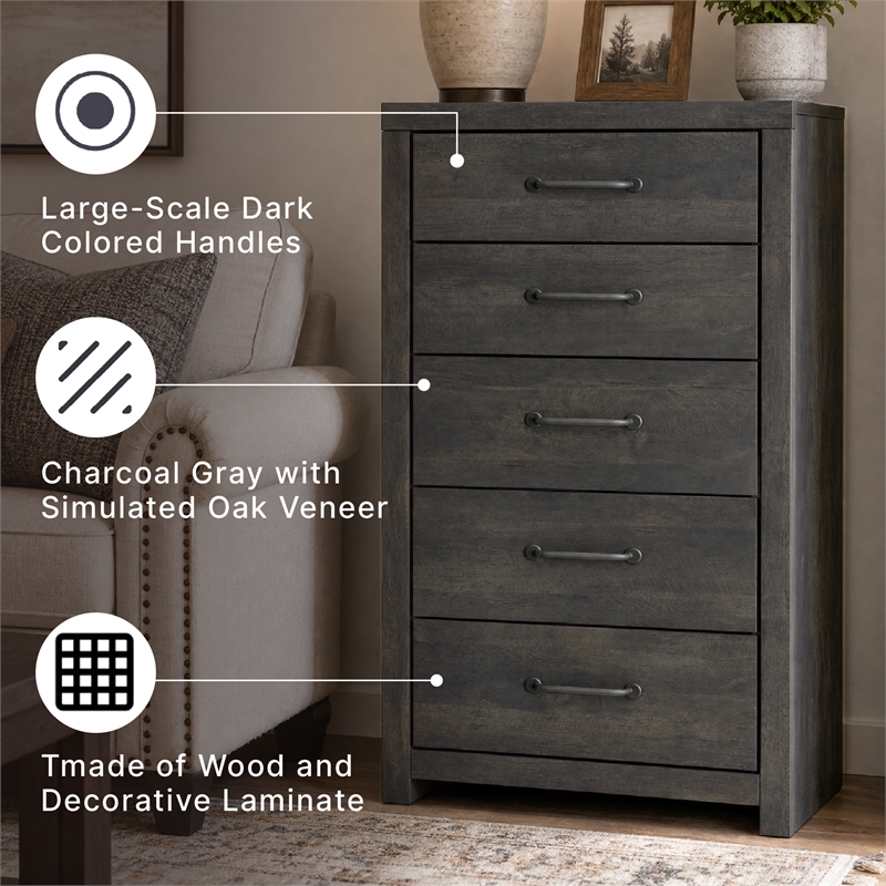 Signature Design by Ashley Granaport Dark Gray 5 Drawer Chest