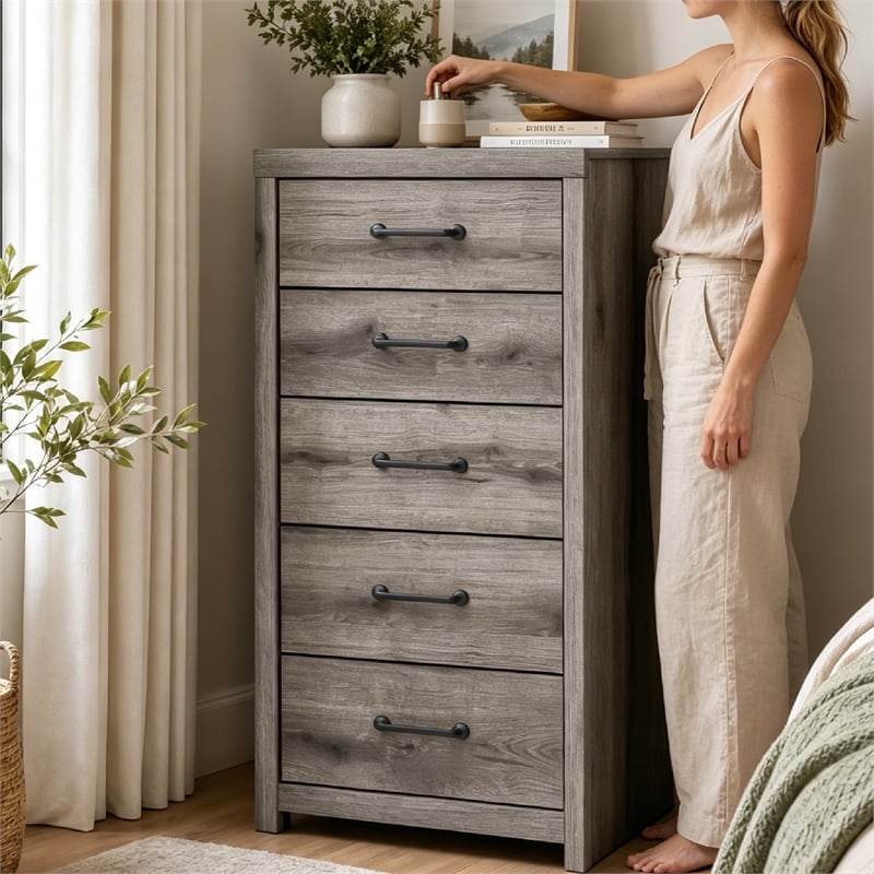 Signature Design by Ashley Fondenlane Dark Gray 5 Drawer Chest