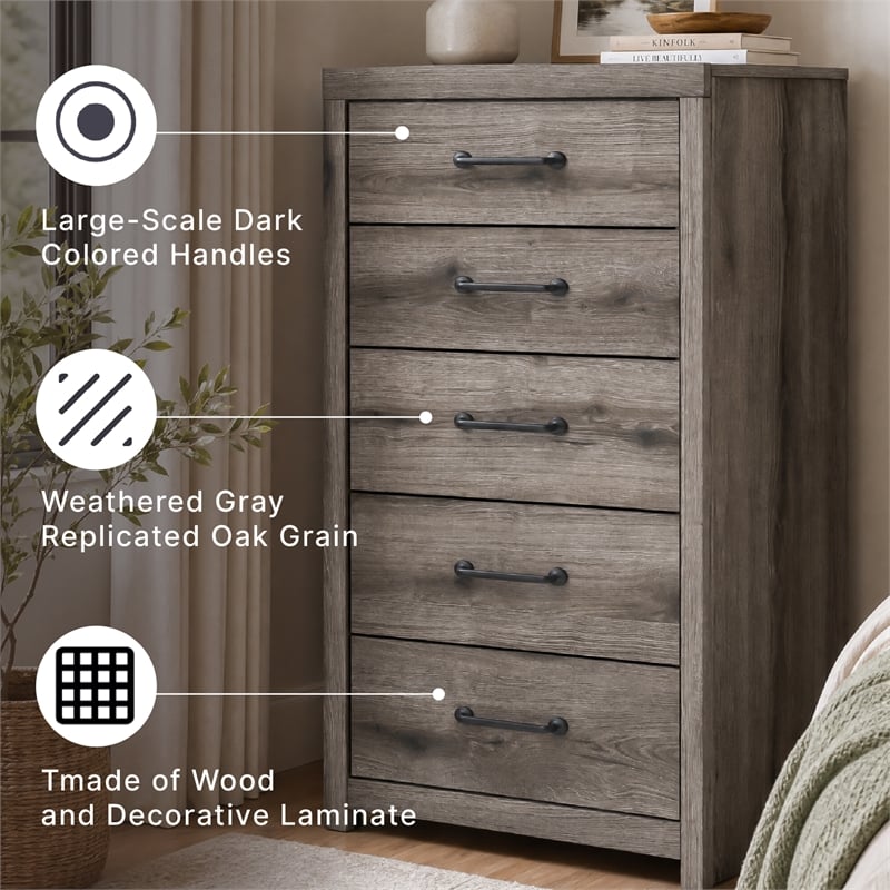 Signature Design by Ashley Fondenlane Dark Gray 5 Drawer Chest