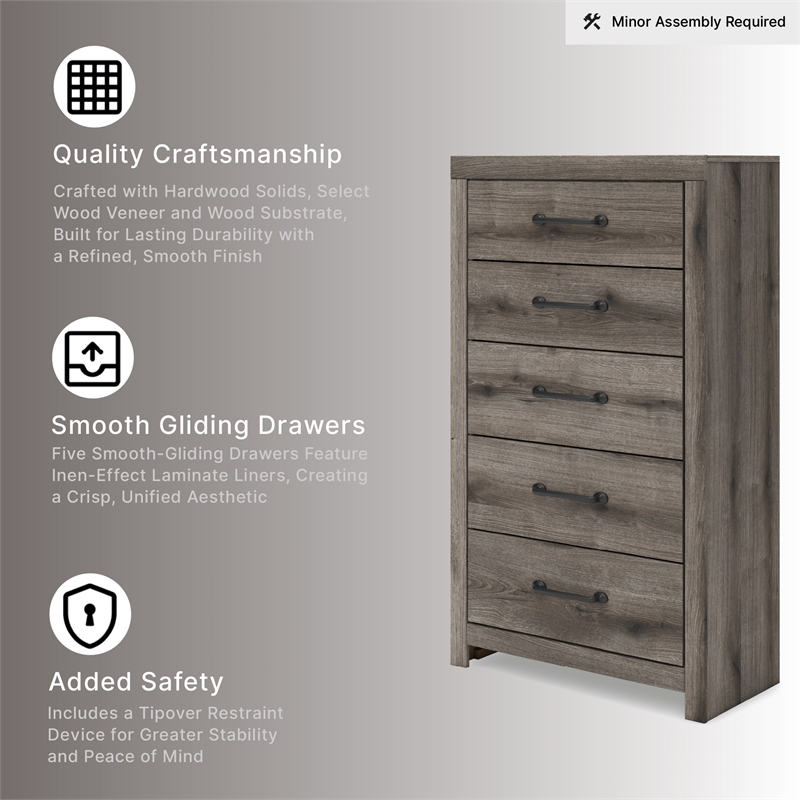 Signature Design by Ashley Fondenlane Dark Gray 5 Drawer Chest