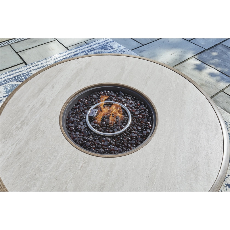 Signature Design by Ashley Rainier Ranch Beige Fire Pit Table