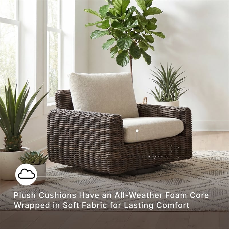 Signature Design by Ashley Kimora Brown Outdoor Swivel Lounge Chair