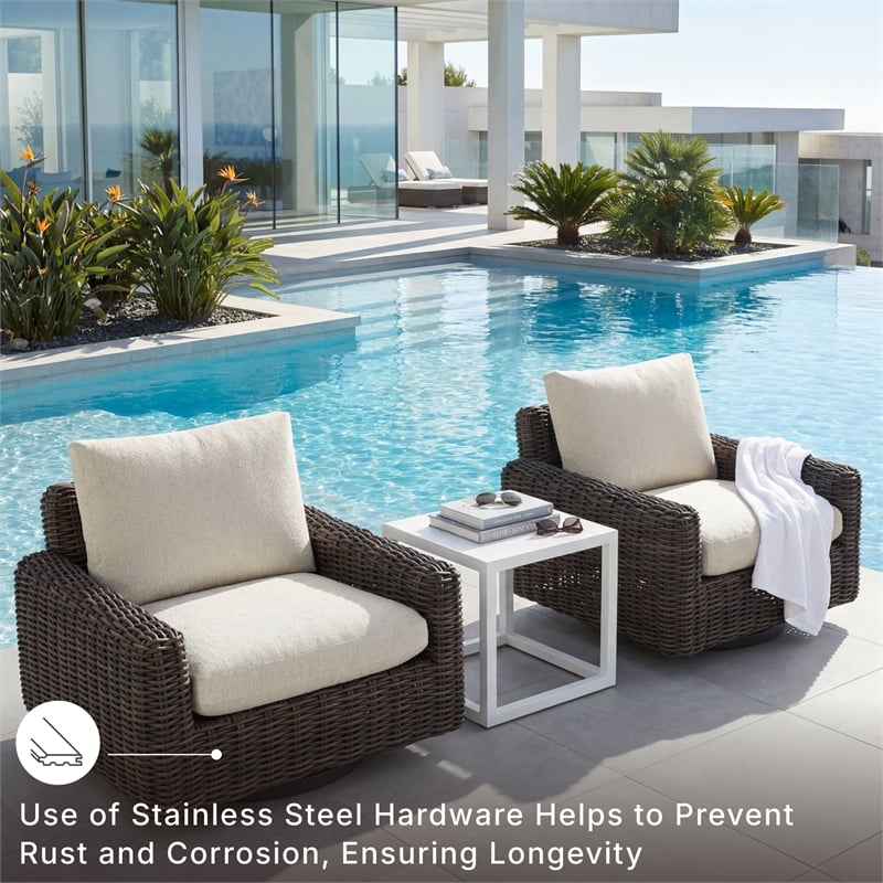 Signature Design by Ashley Kimora Brown Outdoor Swivel Lounge Chair