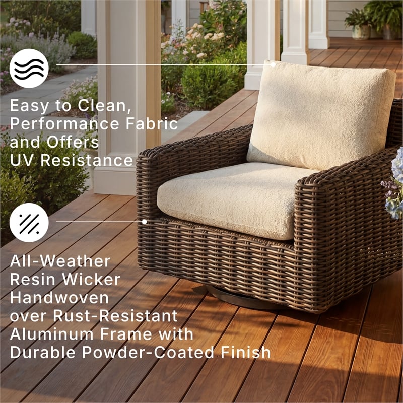 Signature Design by Ashley Kimora Brown Outdoor Swivel Lounge Chair