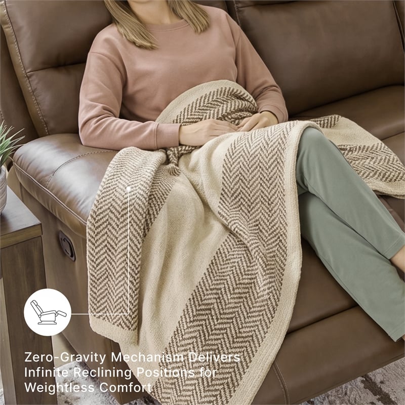 Signature Design by Ashley VonRyan Brown Power Reclining Sofa