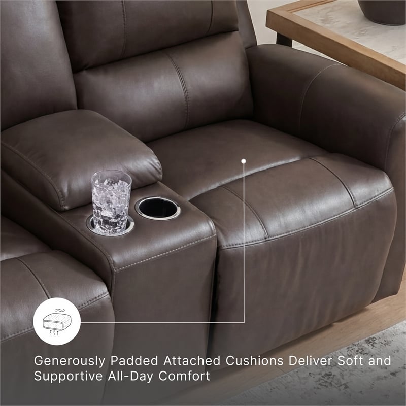 Signature Design by Ashley Boxmere Brown Power Reclining Loveseat with Console