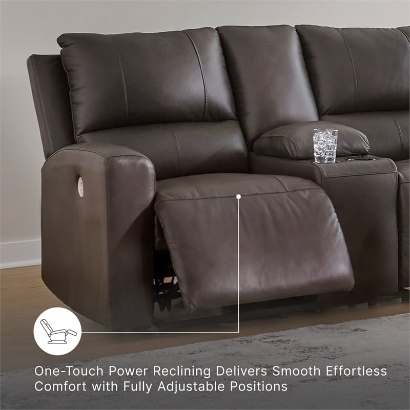 Signature Design by Ashley Boxmere Brown Power Reclining Loveseat with Console