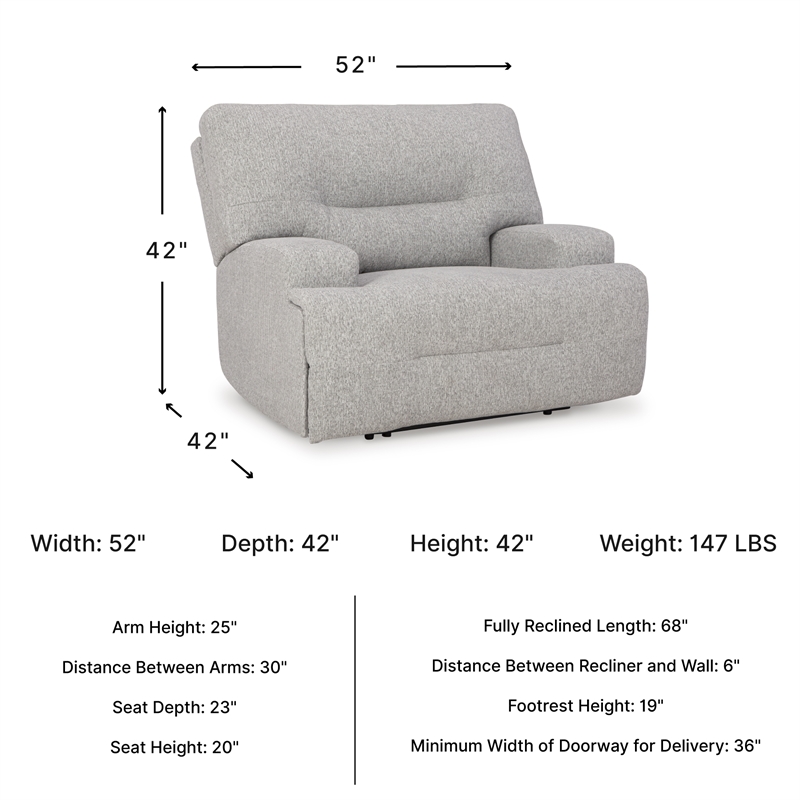 Signature Design by Ashley Furniture Acklen Place Pewter Power Recliner