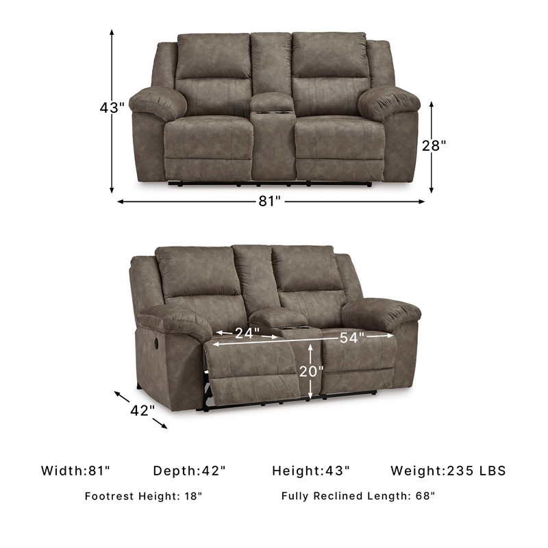 Signature Design by Ashley Furniture Laresview Gray Reclining Loveseat