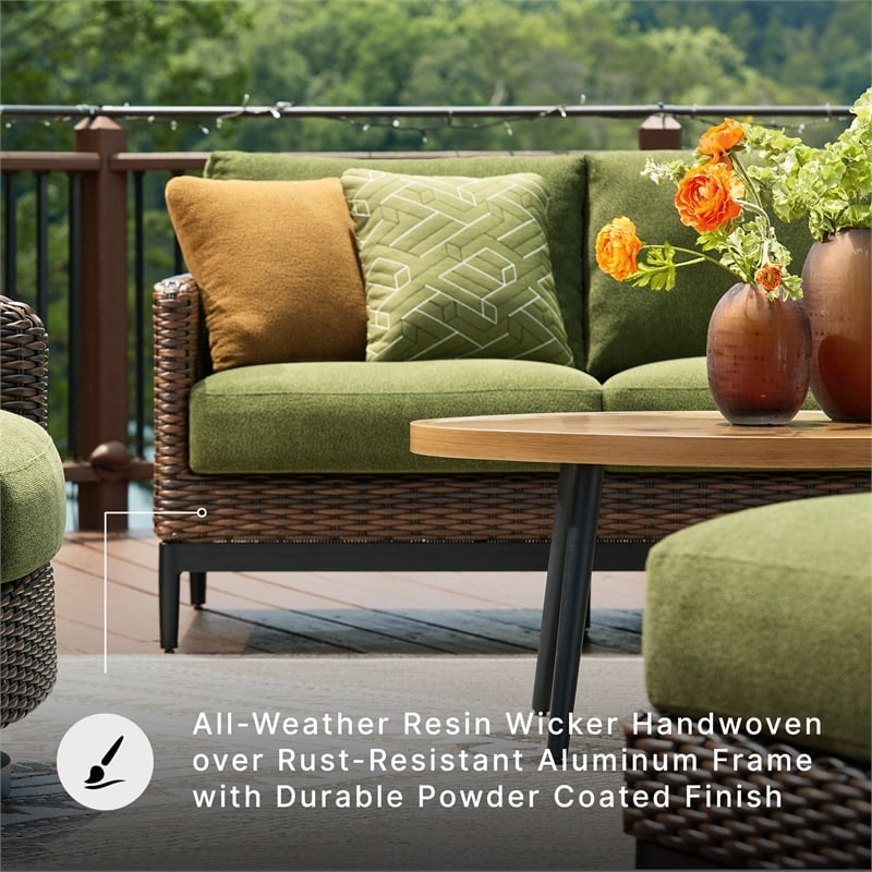 Signature Design by Ashley Furniture Horizon Hall Brown & Green Outdoor Loveseat