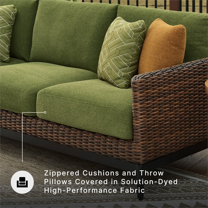 Signature Design by Ashley Furniture Horizon Hall Brown & Green Outdoor Sofa