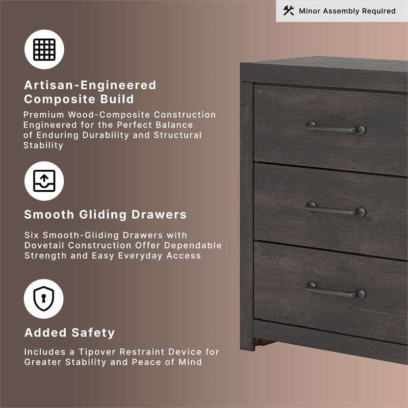Signature Design by Ashley Granaport Dark Gray Six Drawer Dresser