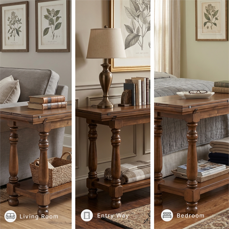 Signature Design by Ashley Sturlayne Brown Flip Top Sofa Table