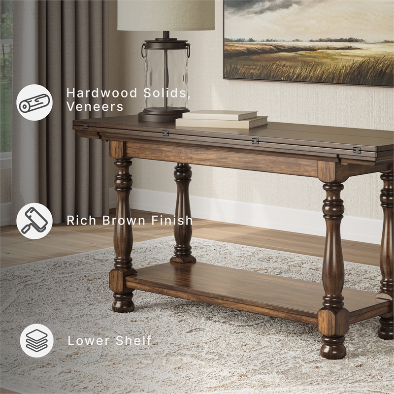 Signature Design by Ashley Sturlayne Brown Flip Top Sofa Table