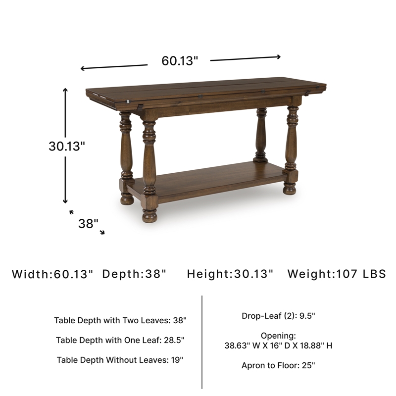 Signature Design by Ashley Sturlayne Brown Flip Top Sofa Table