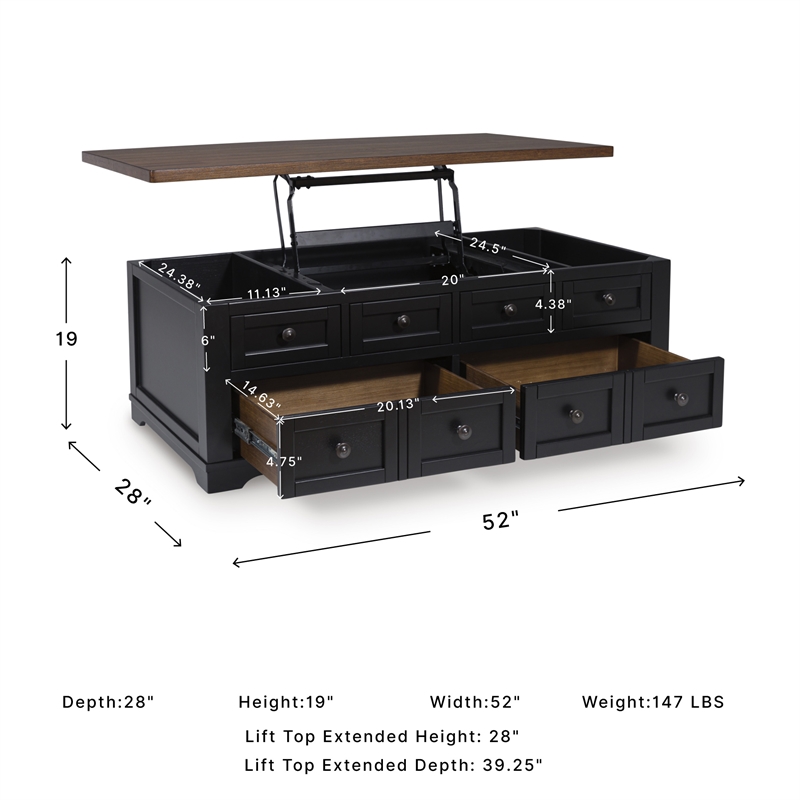 Signature Design by Ashley Wildenauer Black Lift-Top Coffee Table