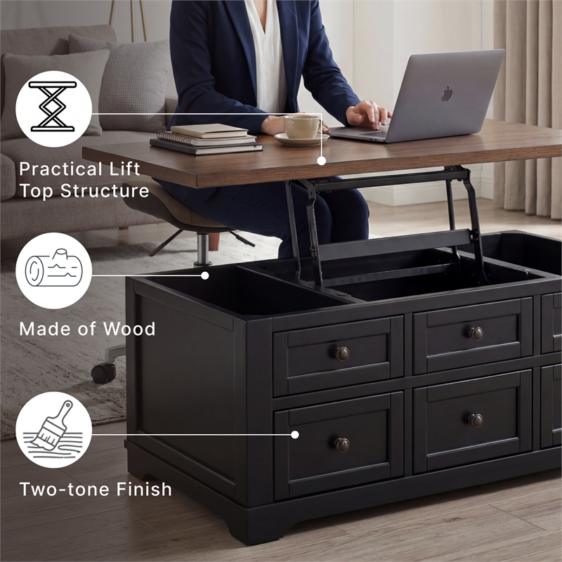 Signature Design by Ashley Wildenauer Black Lift-Top Coffee Table