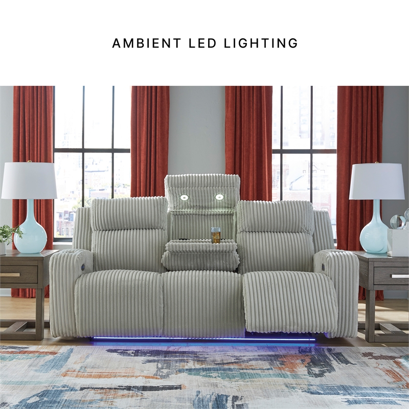 Signature Design by Ashley Broad Cove Light Gray Power Reclining Sofa