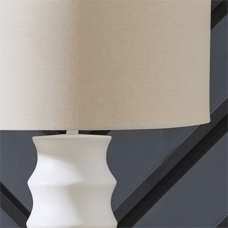 Signature Design by Ashley Veraleigh Polyresin Floor Lamp w/Fabric Shade White