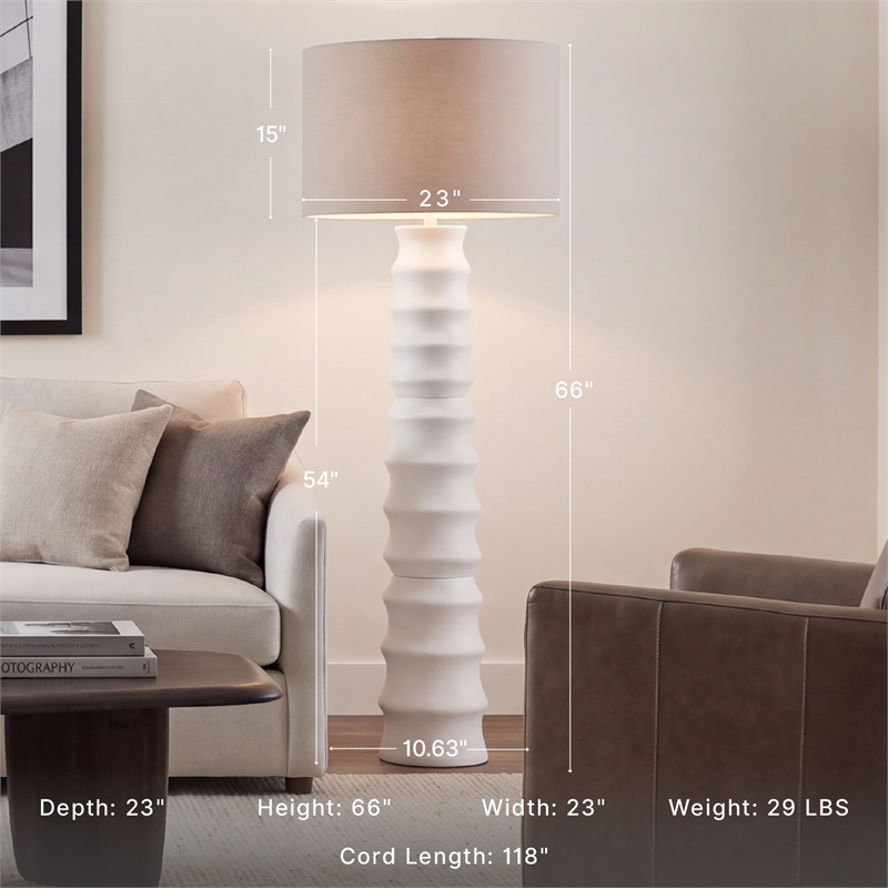Signature Design by Ashley Veraleigh Polyresin Floor Lamp w/Fabric Shade White