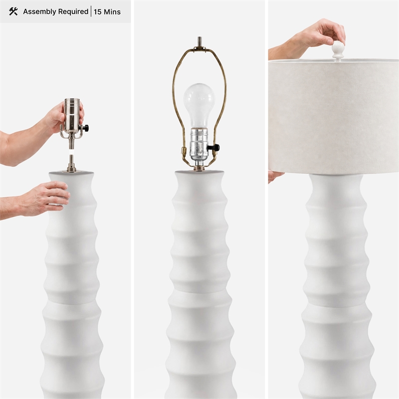 Signature Design by Ashley Veraleigh Polyresin Floor Lamp w/Fabric Shade White