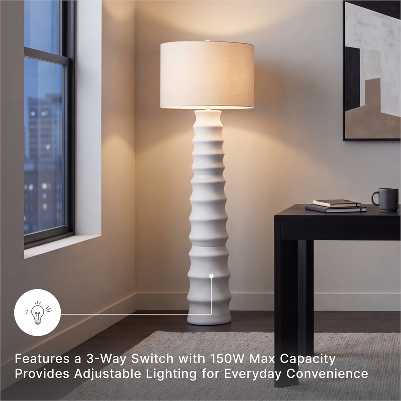 Signature Design by Ashley Veraleigh Polyresin Floor Lamp w/Fabric Shade White