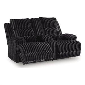 Signature Design by Ashley Higgesbee Black Reclining Loveseat with Console