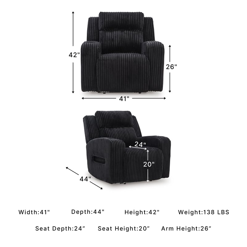 Signature Design by Ashley Broad Cove Black Power Recliner