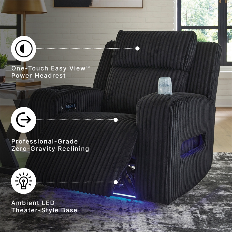 Signature Design by Ashley Broad Cove Black Power Recliner