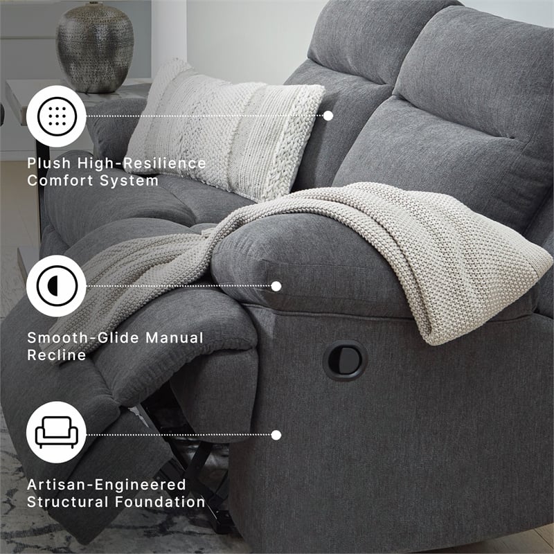 Signature Design by Ashley Yarrow Lane Gray Reclining Loveseat