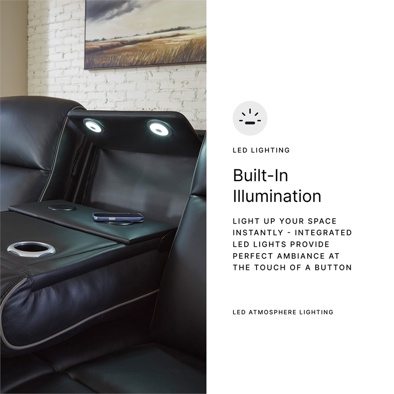 Signature Design by Ashley 5Z-Dreamlight Black Power Reclining Sofa