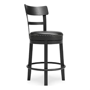 Signature Design by Ashley Bristel Black Upholstered Swivel Barstool