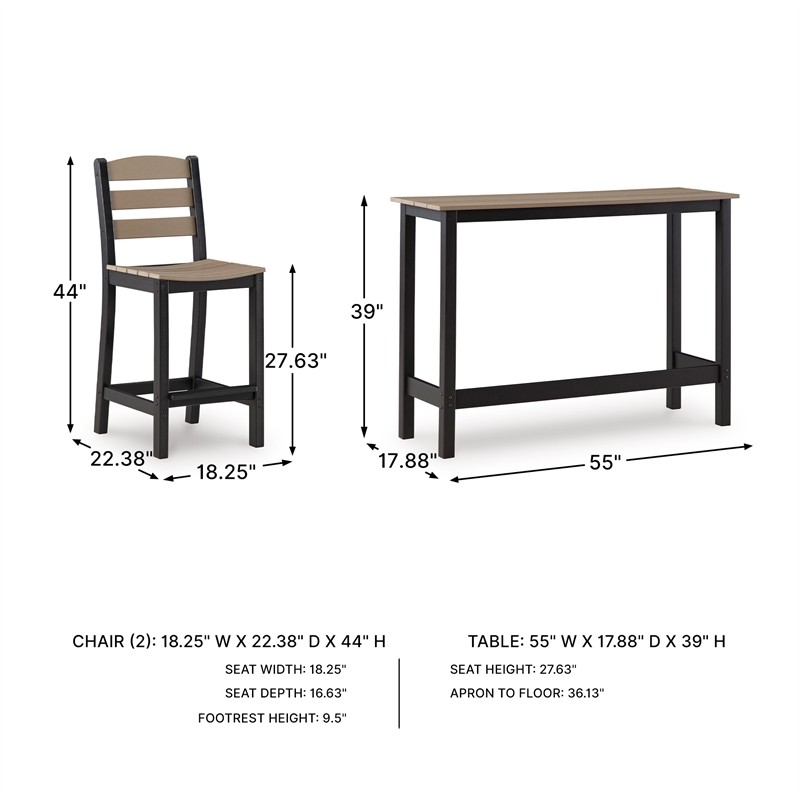 Signature Design by Ashley Kelp Quill Outdoor Counter Table and 2 Barstools
