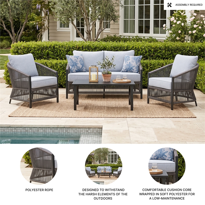 Signature Design by Ashley Sprig Jade Outdoor Love/Chairs/Table Set (Set of 4)