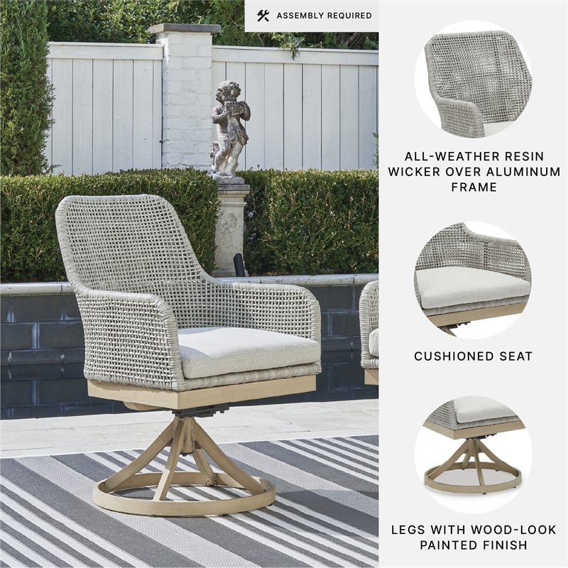 Signature Design by Ashley Hemlock Mica Outdoor Swivel Dining Chair (Set of 2)