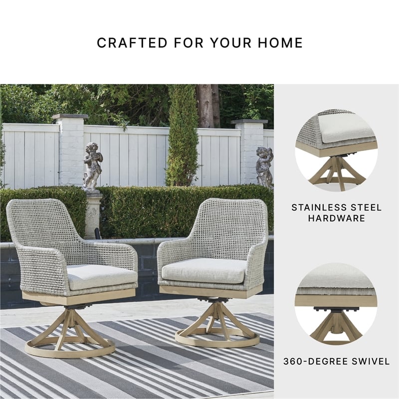 Signature Design by Ashley Hemlock Mica Outdoor Swivel Dining Chair (Set of 2)