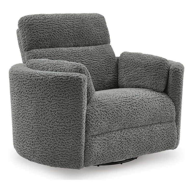 Signature Design by Ashley Wrenmere Swivel Power Glider Recliner in Gray