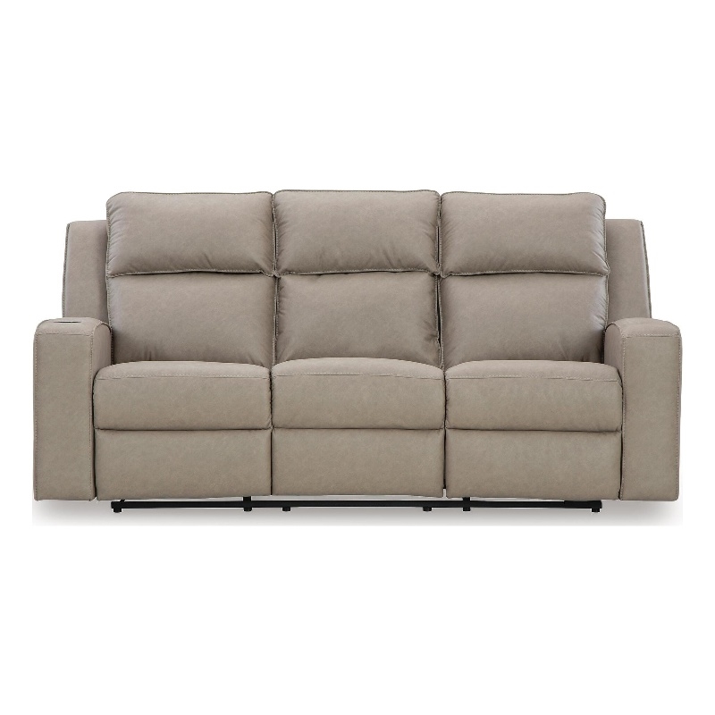 Signature Design Altonmere Reclining Sofa with Drop Down Table in Pebble
