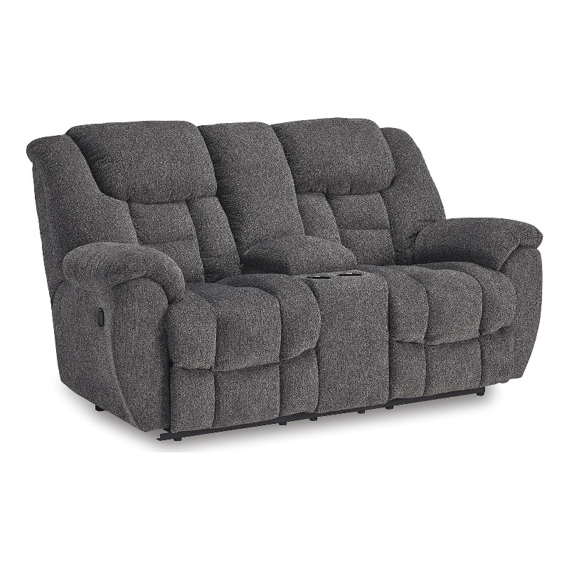 Signature Design by Ashley Solhaven Reclining Loveseat with Console in Charcoal