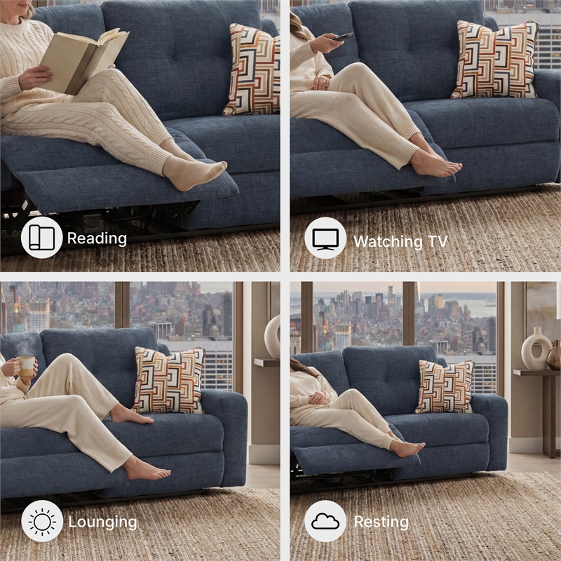 Signature Design by Ashley Merivale Reclining Sofa in Blue