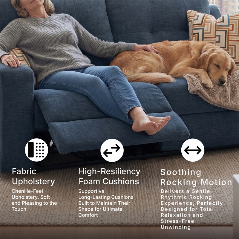Signature Design by Ashley Merivale Reclining Sofa in Blue