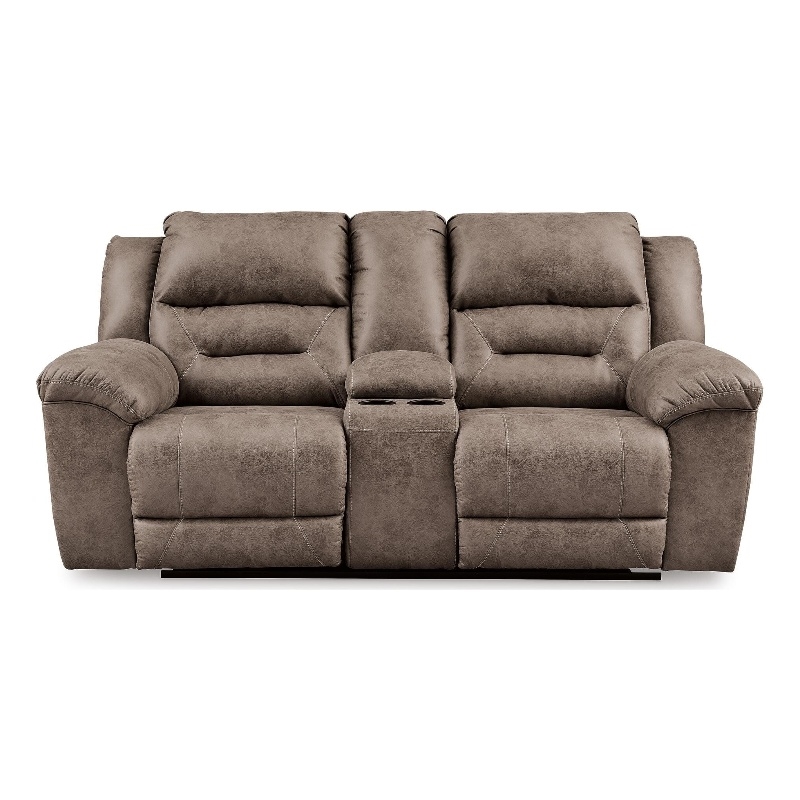 Signature Design by Ashley Truesdale Reclining Loveseat with Console in Gray