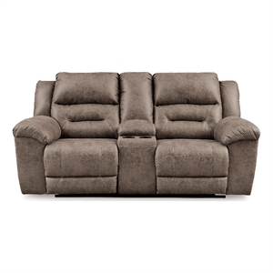 Signature Design by Ashley Truesdale Reclining Loveseat with Console in Gray