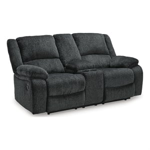 Signature Design by Ashley Calder Row Reclining Loveseat with Console in Slate