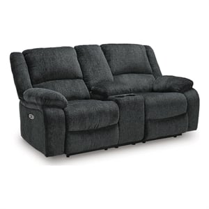 Signature Design Calder Row Power Reclining Loveseat with Console in Slate