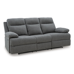 Signature Design Norhaven Reclining Sofa with Drop Down Table in Charcoal