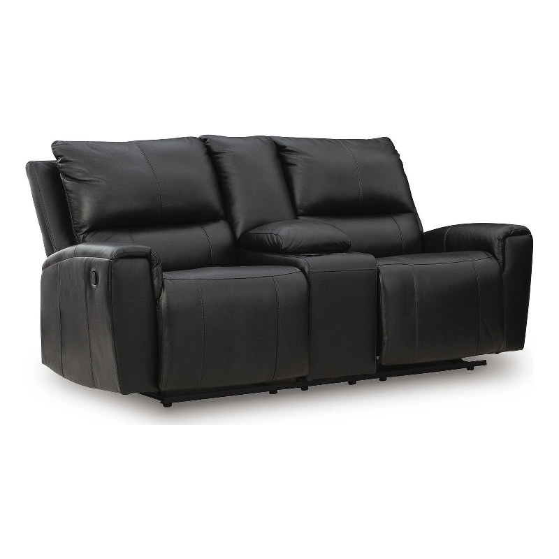 Signature Design Cresswell Bay Reclining Loveseat with Console in Black