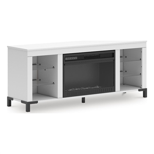Signature Design Lindenrow 60&quot TV Stand with Electric Fireplace in White